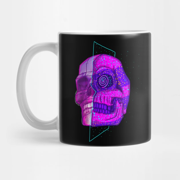 Anime Neon 3d Skull Mystical Retro Skeleton by TOKEBI